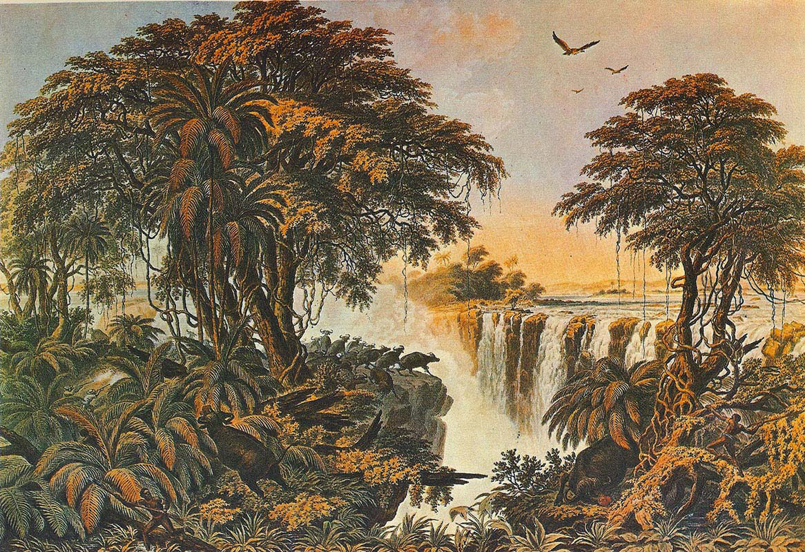 Herds of Buffaloes Driven to the Edge of the Chasm